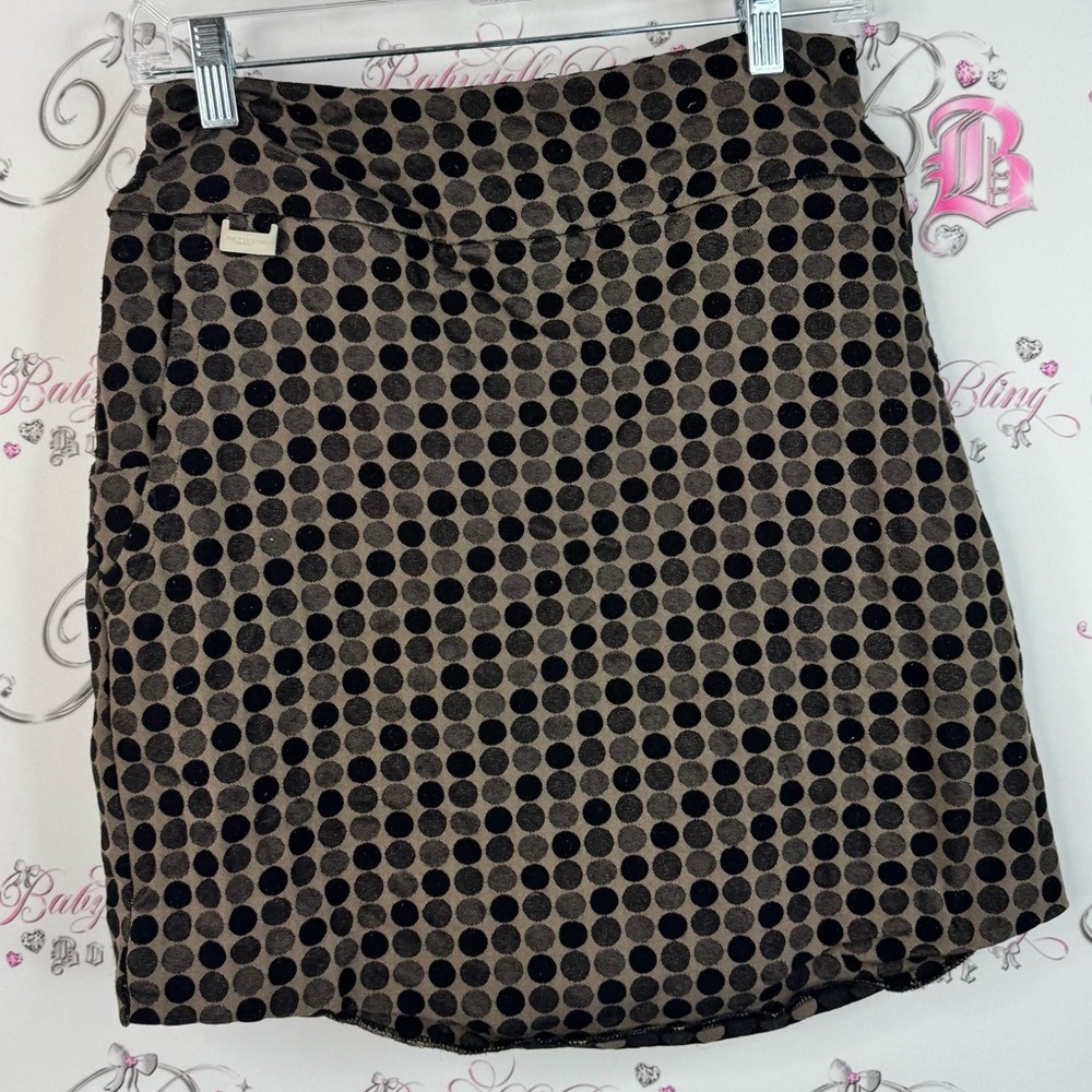 LISETTE sport skort skirt polka dot Dark Brown and Black Patterned Mini Skirt